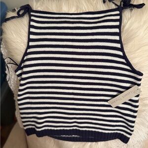 Lizard Thicket Striped Knit Tank Top with Tie Straps NWT